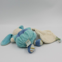 Doudou et compagnie lapin bleu col rayé Merlin mouchoir Z'amigolos