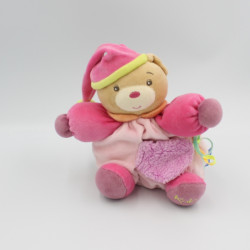 Doudou ours rose vert coeur POP KALOO