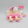 Doudou marionnette lapin rose blanc jaune Fraise BABY NAT