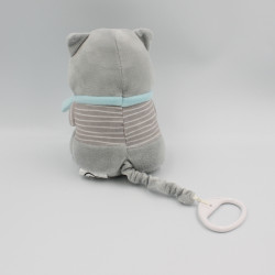 Doudou musical raton laveur gris bleu blanc MOTS D'ENFANTS