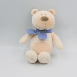 Doudou ours blanc beige écharpe bleu BENGY