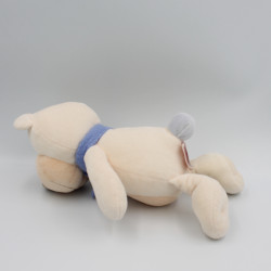 Doudou ours blanc beige écharpe bleu BENGY