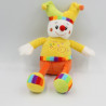 Doudou clown jaune orange vert bleu FL