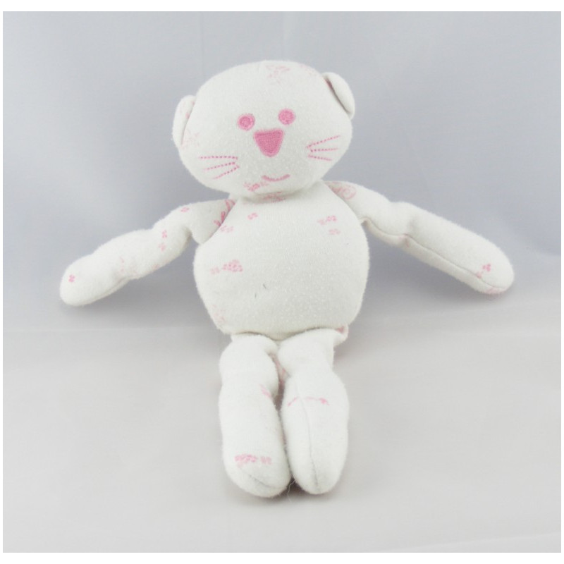 Doudou chat rose vichy carreaux BOUT'CHOU BOUTCHOU