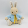 Doudou lapin beige bleu jaune