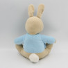 Doudou lapin beige bleu jaune