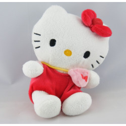 Peluche chat HELLO KITTY rouge rose SANRIO LICENSE 