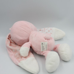 Doudou lapin rose blanc coeurs AUCHAN BABY