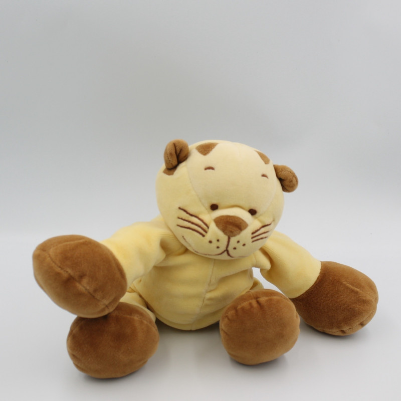 Doudou tigre lion écru marron NOUKIE'S 27 cm
