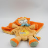 Doudou plat carré lion orange bleu gris TEX