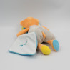 Doudou lion orange jaune gris bleu Les Copains Mouchoir BABY NAT