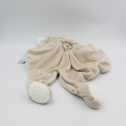 Doudou plat rond lapin beige gris Collection Layette BABY NAT