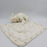 Doudou mouton blanc pois beige mouchoir couverture I2C