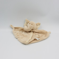 Doudou plat éléphant beige rayé CREDIT AGRICOLE CA