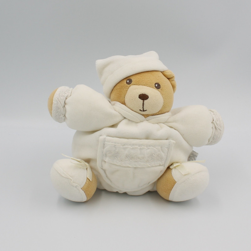 Doudou ours patapouf blanc feuille dragée KALOO
