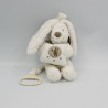 Doudou musical lapin blanc beige coussin POMMETTE