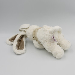 Doudou musical lapin blanc beige coussin POMMETTE