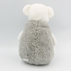 Doudou ours gris blanc tout doux ATMOSPHERA