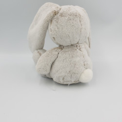 Doudou lapin beige marron blanc tout doux TEX 21 cm