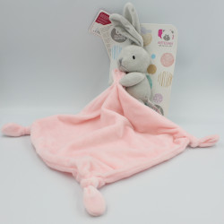 Doudou lapin gris mouchoir rose ARTESAVI