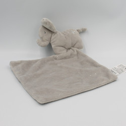 Doudou plat éléphant gris mouchoir MOTS D'ENFANTS