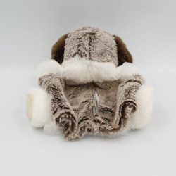 Doudou peluche marionnette chien saint Bernard beige marron blanc tout doux DANI
