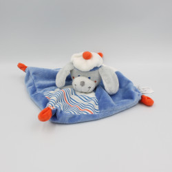 Doudou plat lapin chien bleu rouge blanc marin TEX BABY