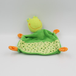 Doudou plat grenouille vert orange pois BABY CLUB