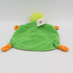 Doudou plat grenouille vert orange pois BABY CLUB