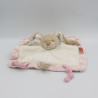 Doudou plat lapin blanc beige rose attache tétine NATTOU