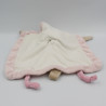 Doudou plat lapin blanc beige rose attache tétine NATTOU