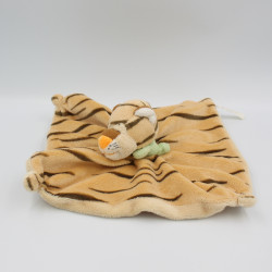 Doudou plat tigre marron foulard vert PIA