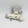 Doudou marionnette ane gris blanc foulard bleu Régliss KALOO