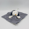 Doudou plat chien bleu gris blanc rayé OBAIBI