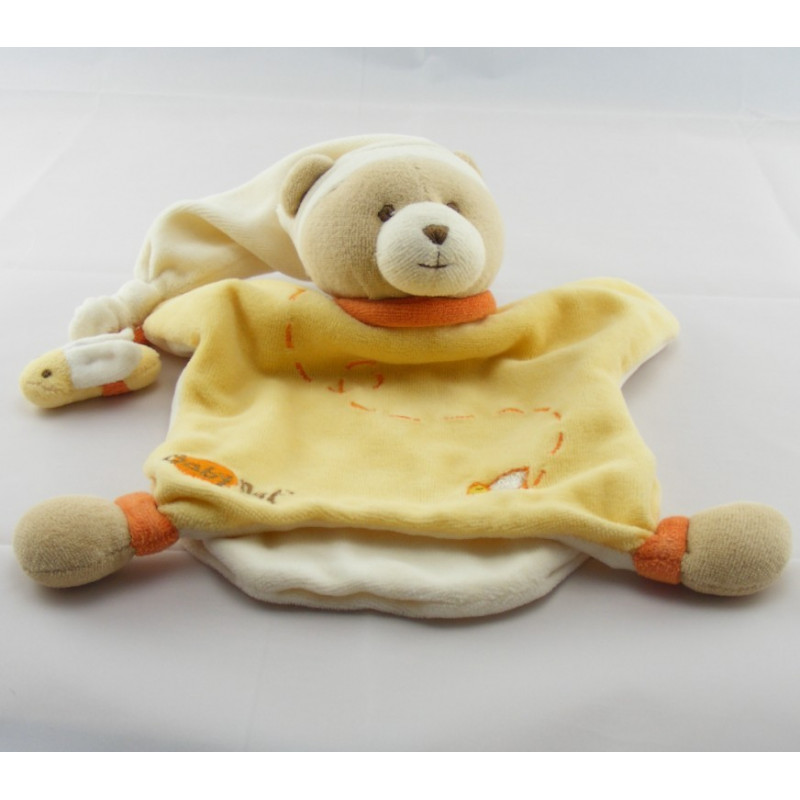 Doudou plat ours jaune orange abeille BABY NAT