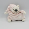 Doudou semi plat ours rose blanc étoiles BOUTCHOU BOUT'CHOU