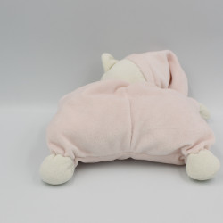 Doudou semi plat ours rose blanc étoiles BOUTCHOU BOUT'CHOU