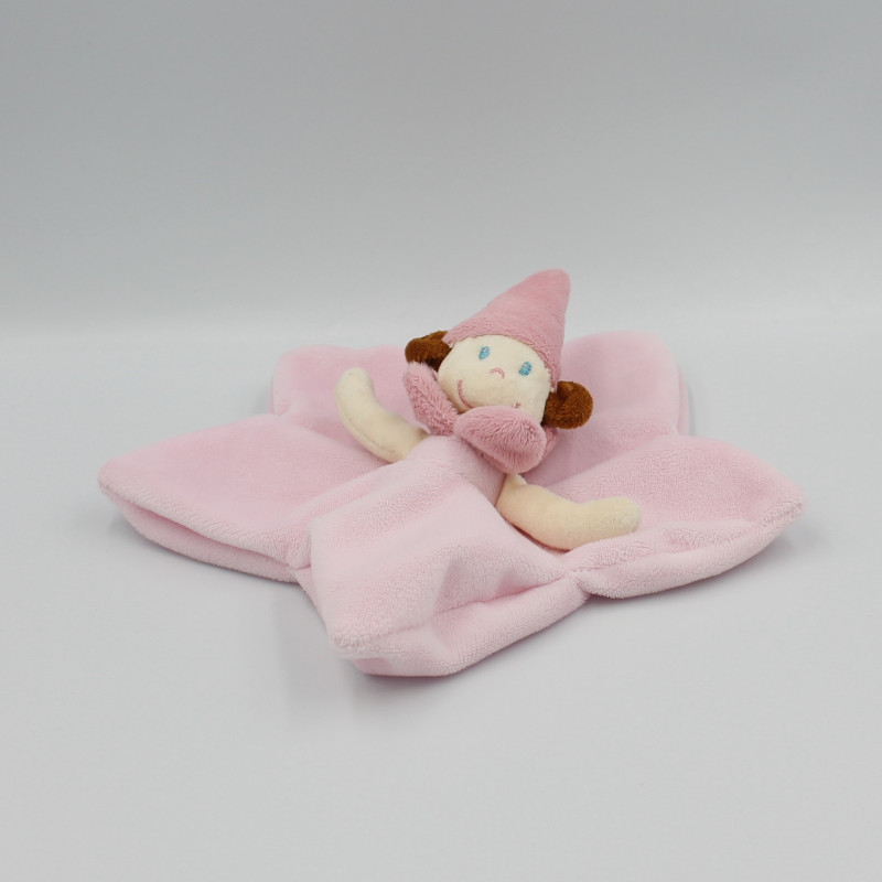Doudou plat étoile rose lutin fée NICOTOY