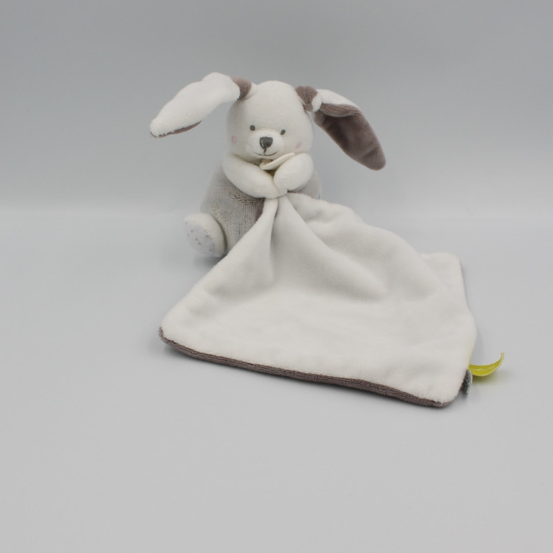 Doudou lapin blanc beige marron mouchoir Les Toudoux BABY NAT