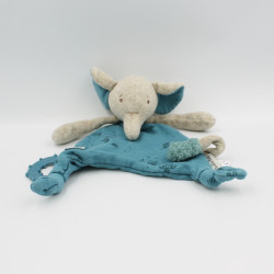 Doudou plat éléphant bleu Bergamote Sous mon baobab MOULIN ROTY