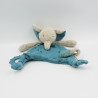 Doudou plat éléphant bleu Bergamote Sous mon baobab MOULIN ROTY