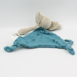 Doudou plat éléphant bleu Bergamote Sous mon baobab MOULIN ROTY