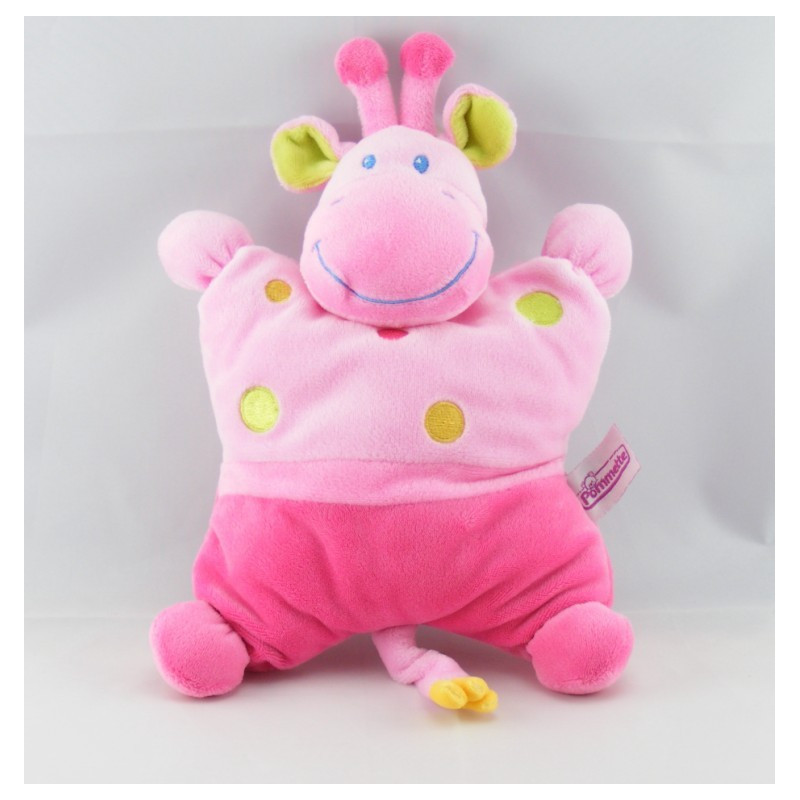 Doudou semi plat girafe jaune orange POMMETTE