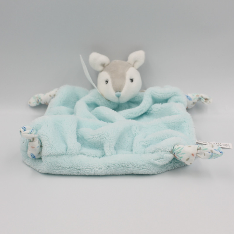Doudou plat faon bleu plume KALOO