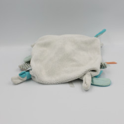 Doudou et compagnie plat lapin blanc bleu rayé HAPPY