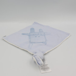 Doudou plat carré bleu blanc lapin HUGO BOSS