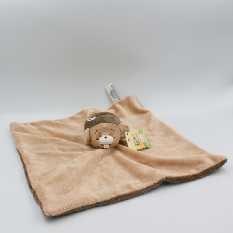 Doudou plat souris marron beige TROSTISAR