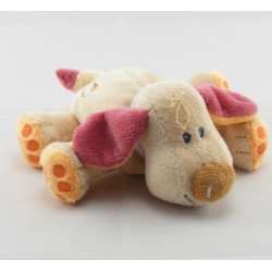 Doudou chien Bo beige oreilles bordeaux NATTOU 