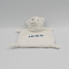 Doudou plat ours blanc bleu IKKS