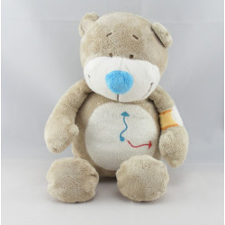 Doudou musical ours gris Emile pendule horloge BENGY